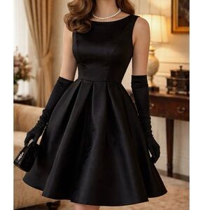 Suzy Perette “The Suzy” Iconic Collection Black Silk/Rayon Twill Sz. M Madmen